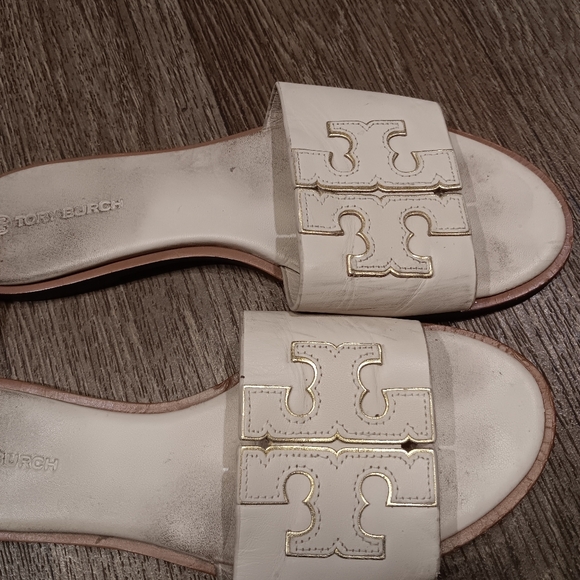 Tory Burch Women's Cream Slide Sandals Leather Sz 9 - Picture 4 of 5